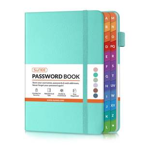 lot 3047 image: SUNEE Password Keeper Book with Colorful Alphabetical Tabs, Small Pocket Password Book for Internet Website Address Login, Gifts for Home and Office, 4x 6- Aquamarine