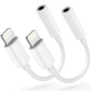 lot 3056 image: Apple MFi Certified Lightning to 3.5mm Headphone Jack Adapter -Premium Audio Quality & DAC Chip for Music Listening Car, Gym, Home Office, Compatible with iPhone 14131211X87 2Pack (White)