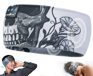 lot 3064 image: MUSICOZY Sleep Headphones Bluetooth Headband, Wireless Sleeping Headphones Music Sport Headbands, Long Time Play Sleeping Headsets Built-in Thin Speakers, Skulls Design for Sleeping Yoga