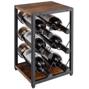 lot 3066 image: IBUYKE Rustic Wood 6 Bottles Wine Rack for Countertop,3 Tier Free Standing Wine Rack,Wine Bottle Holder Stand Organizer for Home Decor Bar,Cabinet, Pantry,Countertop TMJ901H