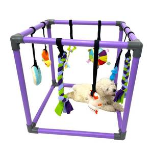 lot 3067 image: DOZZOPET Puppy Play Gym for Small Dogs with 8 Hanging Toys, Jungle Playground with Interactive Funny Enrichment Toys to Keep Them Busy