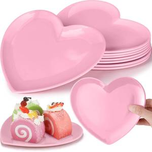 lot 3068 image: Nuogo 8 Pcs Heart Shaped Dinner Plates 6.8 Valentines Serving Tray Melamine Heart Shaped Plates for Dessert, Appetizer, Salad, Dishwasher Safe (Pink)