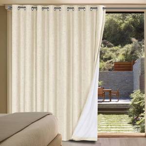 lot 3080 image: H.VERSAILTEX Linen Blackout Curtains Durable Thick Textured Linen Look 100% Blackout Patio Door Curtain Anti Rust Grommet Extra Wide Sliding Door Curtain Panel, Bleached Sand, W100 x L84 inch