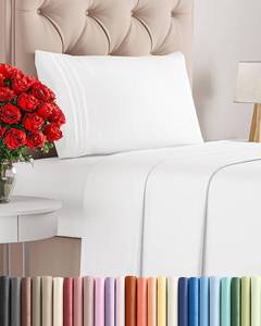 lot 3085 image: Twin Size 3 Piece Sheet Set - Comfy Breathable & Cooling Bed Sheets Set - Hotel Luxury Bedding for Women, Men, Kids, Teens, Boys & Girls - Deep Pockets, Ultra-Soft and Wrinkle Free - Oeko-Tex - White