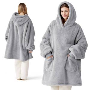 lot 3087 image: Bedsure Wearable Blanket Hoodies, Christmas Gifts for Women, Wife, Girlfriend, Warm Cozy Birthday Gifts for Her, Wife, Soft Fluffy Sweatshirt, Oversized Hooded Blankets With Sleeves, Grey