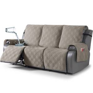 lot 3091 image: TAOCOCO Waterproof Recliner Sofa Cover, Non Slip Split Recliner Couch Covers with Elastic Straps Pocket, Washable Reclining Sofa Cover Furniture Protector for Kids, Dogs, Pets(3 Seater, Light Brown)