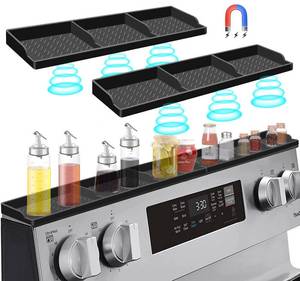lot 3096 image: Hydream Stove Top for Silicone Shelf,30 Inch Magnetic Shelf Over the Stove Spice Rack,Kitchen Organizer Magnet Above Stovetop Back of Flat Storage Suctioned-Black