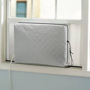 lot 2158 image: Indoor Air Conditioner Cover AC Unit Window Cover for Inside Double Insulation with Elastic Drawstring 25.5L x 17.5H x 3.5D inches Grey