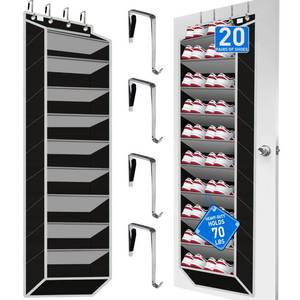 lot 2159 image: zebricolo,Heavy-Duty, Over The Door Shoe Organizer, Extra Large 10 Tiers, Over Door Shoe Organizer, Coated Hooks Grip Firmly Without Scratching Paint,75LB, Door Shoe Rack,Grey