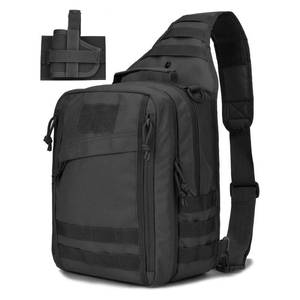 lot 2162 image: REEBOW GEAR Tactical Sling Bag Pack wGun Holster Small Military Rover Shoulder Sling Pack Molle Assault Range Bag Everyday Carry Diaper Bag (Style 07-Black)