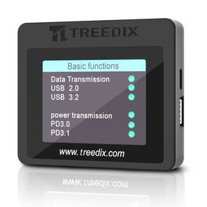 lot 2168 image: Treedix USB Cable Tester with 2.4 Color Screen for eMarker Reading, PD 3.03.1 Detection, Resistor and Continuity Check, Compatible with Lightning, Type-C, Micro-B 2.03.0, and Mini-B Cables