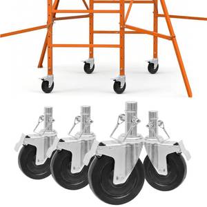 lot 2183 image: RDUIGT 5 Inch Scaffolding Wheels Set of 4 Scaffold Wheels with Locking Brakes Round Stem Rolling Scaffolding Caster 440LBS Capacity Per Wheel
