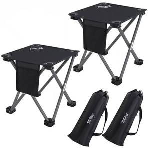 lot 2184 image: Roptat 2 Pack Camping Stool,Portable Folding Compact Lightweight Stool Seat for Camping Fishing Hiking Gardening Outdoor Walking Backpacking Travelling and Beach with Carry Bag (Black)