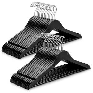 lot 2189 image: TOPIA HANGER Wooden Coat Hangers 30 Pack, Black Wood Suit Hangers, 360° Swivel Hook and Non-Slip Shoulder Notches for Camisole, Jacket, Pant, Shirt, Smooth Finished Clothes Hangers -CT54B30