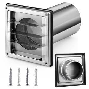 lot 2190 image: Glooglitter 4 Inch Wall Vent Cover Stainless Steel Outside Dryer Vent Covers, Built-in Mesh, with 8-inch Removable Extension Tube and 4 Screws, for Home Exhaust Duct Kit