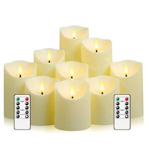 lot 2192 image: Eebuss Flameless Candles with Remote Timer, Battery Operated Realistic Flickering LED Candles, 9 Packs Fake Candles for Home Decor (D3 x H 3 4 5 6 7) (Ivory)