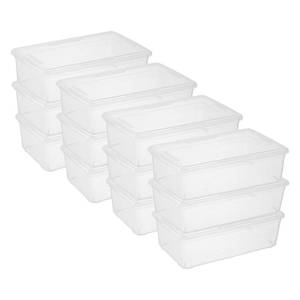 lot 2201 image: novelinks 6 Quart Clear Plastic Storage Bins with Transparent Lids Stackable Box Craft Storage Organizing Container,12 Pack