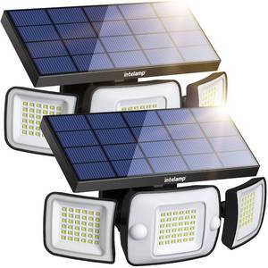 lot 2205 image: intelamp Solar Outdoor Lights,6000mAh Motion Sensor with Dual Sensors,Waterproof Solar Flood Lights 270°Wide Angle for Outside with 3 Modes