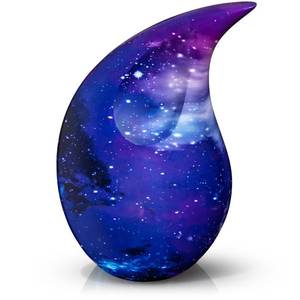 lot 2206 image: Teardrop Urns for Human Ashes Adult Large Standard Size Funeral Memorial Earns, Handcrafted Cremation Urns, Up to 200 lbs Adult Male Female Ashes, Burial Containers for Dad Women Men- Cosmic