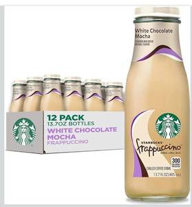 lot 2208 image: tarbucks Frappuccino Coffee Drink, White Chocolate Mocha 13.7 fl oz Bottles (12 Pack)