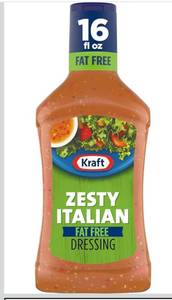 lot 2222 image: Kraft Zesty Italian Fat Free Salad Dressing (16 fl oz Bottle) 6Pack