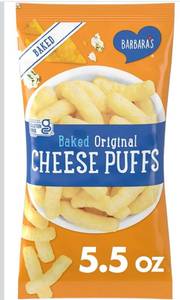 lot 2232 image: Barbaras Baked Original Cheese Puffs, Cheese Puff Kids Snack Made With Real Aged Cheese, Gluten Free Snack, 5.5 OZ Bag pack of 7