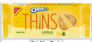 lot 2235 image: OREO Thins Lemon Creme Sandwich Cookies, Family Size, 11.78 oz pack of 2