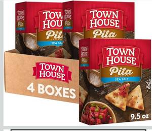 lot 2241 image: Town House Pita Crackers, Oven Baked, Lunch Snacks, Sea Salt (6 Boxes)