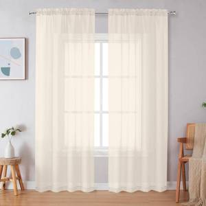 lot 2245 image: Simplebrand Cream Sheer Curtains 84 Inches Long 2 Panels, Light Filtering Rod Pocket Solid Color Window Sheer Curtain Panels, Elegant Curtains & Drapes for Living Room, Bedroom (Cream, 42 W x 84 L)