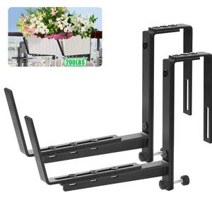 lot 2246 image: YuLuoXiang Heavy Duty Window Box Brackets, Adjustable Flower Planter Box Brackets for Railings & Walls, 5mm Reinforced Brace, Enhanced Bottom Support for Balconies, Fences, Gardens, 200LB CAP(2 Packs)