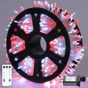 lot 2252 image: JMEXSUSS 500 LED Red and White Christmas Lights, 8 Modes 163ft String Lights Plug in with Remote Control, Clear Wire Christmas String Lights Outdoor Waterproof for Outside Tree Yard Wedding