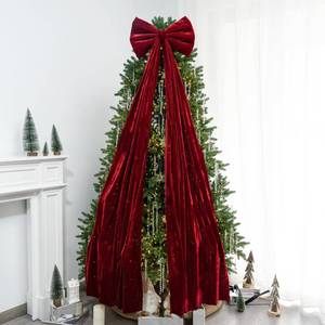 lot 2255 image: Hismir Christmas Tree Topper Bow 67x16 Inch Velvet Extra Large Room Decor Ribbon Bow for Wedding Engagement Birthday Party Giant Xmas Bow Decorations for Home Wreath Door Wall(Burgundy)
