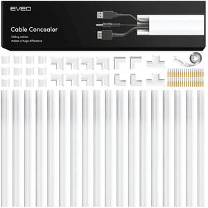 lot 2257 image: EVEO Cable Hider Wall 306 - Cable Raceway Cord Hider - Wire Covers for Cords on Wall, Cord Cover, Wall Cable Hider, Cable Concealer, Wire Hiders for TV on Wall Management-20X (L16 W0.95 H0.5) - White