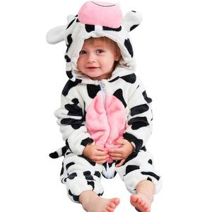 lot 2270 image: MICHLEY Unisex Baby Boy Girl Hooded Romper Winter Animal Halloween Jumpsuit Outfits, Cow, 3-4.5T, Size 130