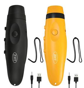 lot 2281 image: ZHT Electronic Whistles for Referees with USB Charging, 3 Tone High Volume Emergency Whistle for Coaches Teacher, Outdoor Safety Whistles with Lanyard-2 Pack Black & Yellow Color