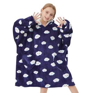 lot 2291 image: Mewkou Wearable Blanket Hoodie for Kids Oversized Sherpa Blanket Hoodie for Kids Boys Girls Teens 6-13YR,Navy Blue Cloud