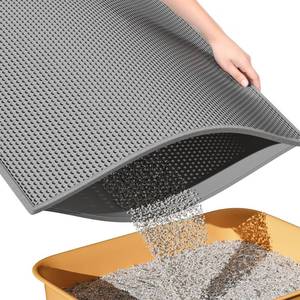 lot 2293 image: ESTHELLO Cat Litter Mat, Cat Litter Trapping Mat, Honeycomb Double Layer Design, Easy to Clean,Washable (24 x 15 Gray