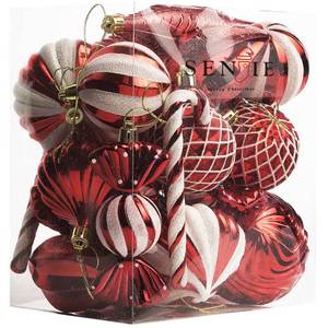 lot 2301 image: Christmas Ball Ornaments Shatterproof Plastic Tree Ornaments 24 PCS Shaped Styles Xmas Tree Holiday Decor,Red
