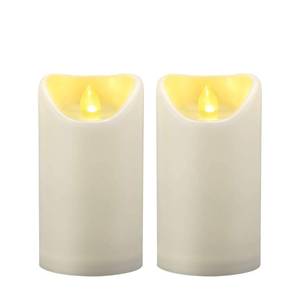 lot 2306 image: 2 PCS 3x5 Waterproof Outdoor Battery Operated Flameless LED Pillar Candles with Timer Flickering Plastic Resin Electric Decorative Light for Patio Lantern Decor, Halloween Christmas Party Decoration