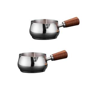 lot 2308 image: Mini Reusable 304 Stainless Steel Sauce Pan - 2PCS (silvery, 80ML) Chocolate Melting Pot & Barbecue Sauce Bowl Tea Soup Warmer