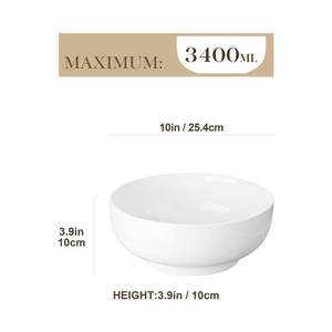 lot 2314 image: MALACASA Serving Bowl, 114 OZ(10) Extra Large Salad Bowl, Porcelain White Serving Bowl for Salad, Soup, Pasta and Dinner, Large Ceramic Bowl for Entertaining, Series REGULAR