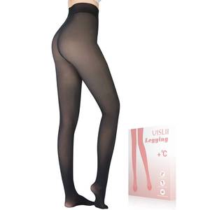 lot 2317 image: UISLII Fleece Lined Womens Tights Warm, Fake Translucent, Thermal, Skin Colored for Winter (Black Foot, Medium-Tall)