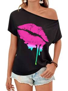 lot 2319 image: 80s Outfit for Women Party Costumes Size for Women Clothes Novelty Neon 80s Off Shoulder T-Shirt Tops,Off Shoulder Tops Women(XXL)
