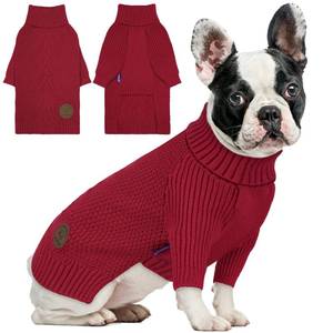 lot 2323 image: cyeollo Dog Sweater Warm Turtleneck Knitted Dog Christmas Sweaters with Long Sleeves Soft Winter Pet Clothes Sweaters for Dogs Girl
