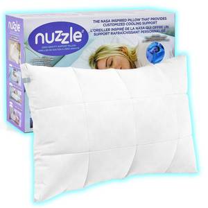 lot 2338 image: Nuzzle Cooling Adjustable Pillow for Side Sleepers, Luxury Standard Size Bed Pillow Hotel Collection - Best Adjust Height Soft Firm Pillow for Back, Stomach or Side Sleepers - Home Gifts