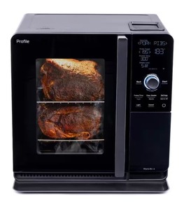 lot 4642006 image: GEProfile Smart Indoor Smoker with Active Smoke Filtration, Precision Smoke Control, 5 Smoke Settings, Wood Pellet BBQ - Retail $499