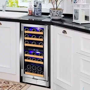 lot 4642010 image: TITTLA15 Dual Zone 30-Bottle Cellar Cooling Unit Built- in Freestanding Compressor Wine Cooler with 2 handles-Stainless Steel - Retail $1,099