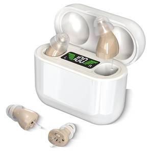 Hearing Aids with Long-Lasting Charging Case, Invisible Hearing Aids for Seniors with Smart Noise Cancellation, Completely-In-Canal Hearing Aid Devices, Easy Control (Beige) - Retail: $90