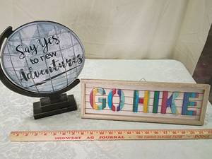 lot 24 image: Decorative World Globe and go hike sign