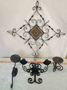 lot 36 image: Decorative Metal Wall Cross with Scrollwork